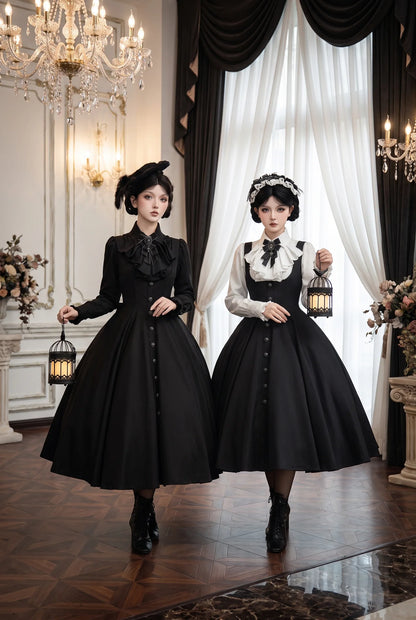 [Précommande jusqu'au 28 novembre] Sombre Night Poem Élégante chemise blanche foncée, robe, veste + Ensemble complet + Accessoires