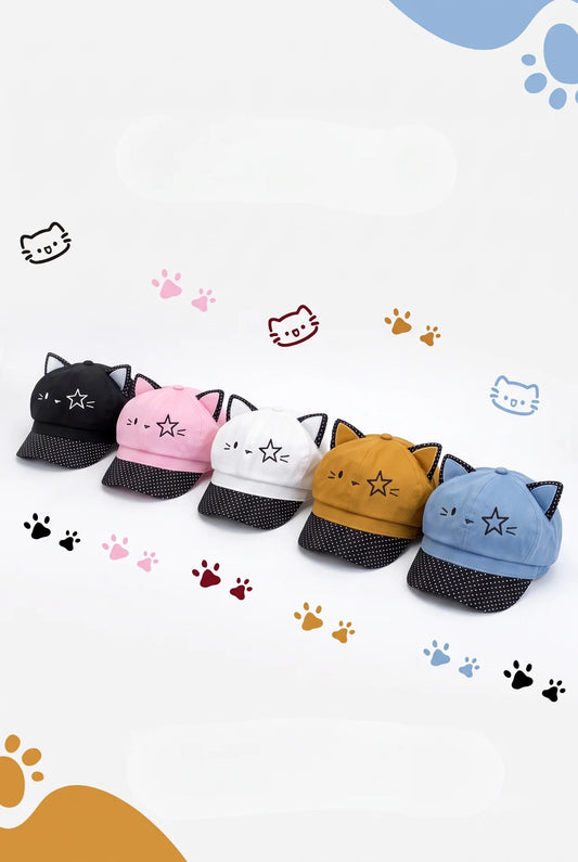 Cat Ear Polka Dot Octagonal Painter Hat
