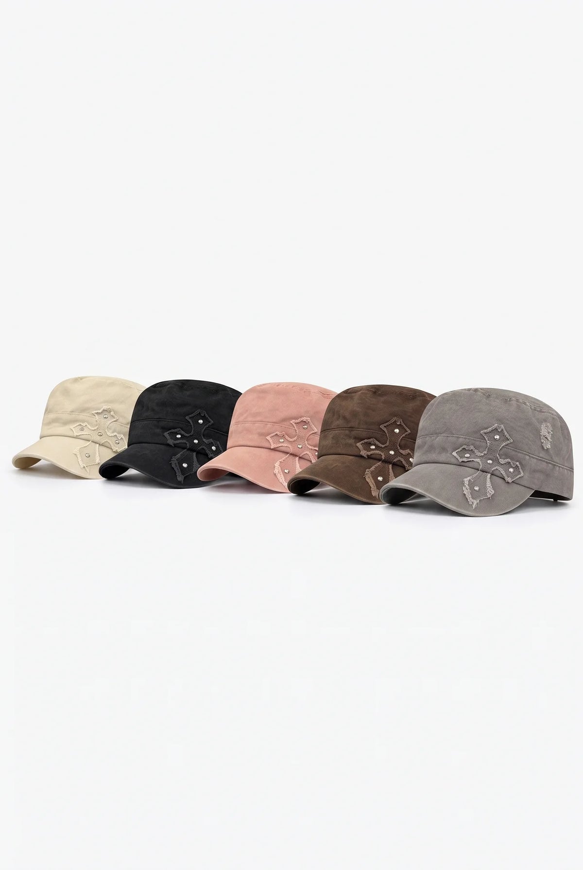 American Retro Distressed Cross-Studded Baseball Cap