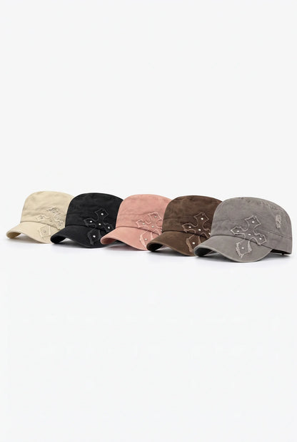 American Retro Distressed Cross-Studded Baseball Cap