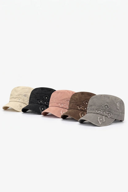 American Retro Distressed Cross-Studded Baseball Cap