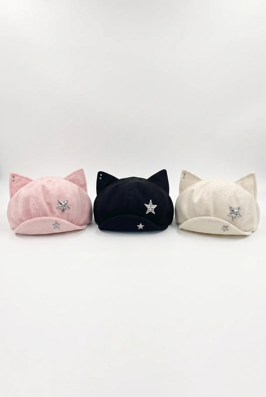 Cartoon Cat Ear Star Beret