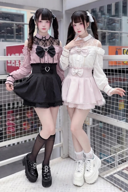 Japanese Lace Tencel Shirt And Skirt Set