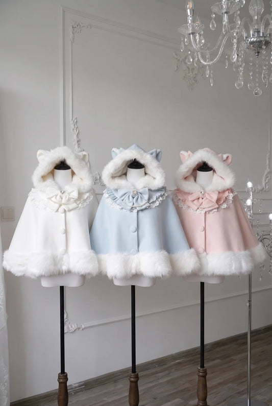 Lolita-Cape mit Katzenohren und Schleife