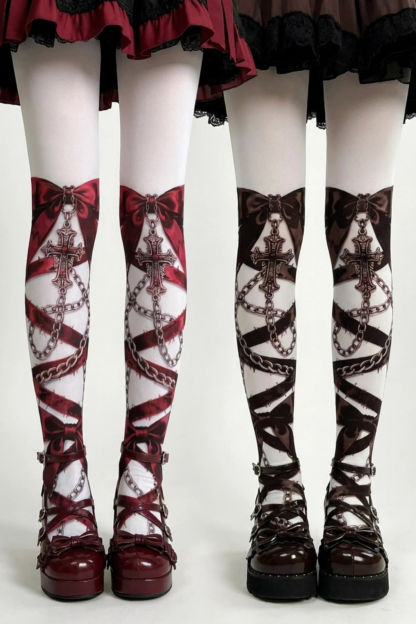 Blood Contract Cross Ribbon Gothic Tights