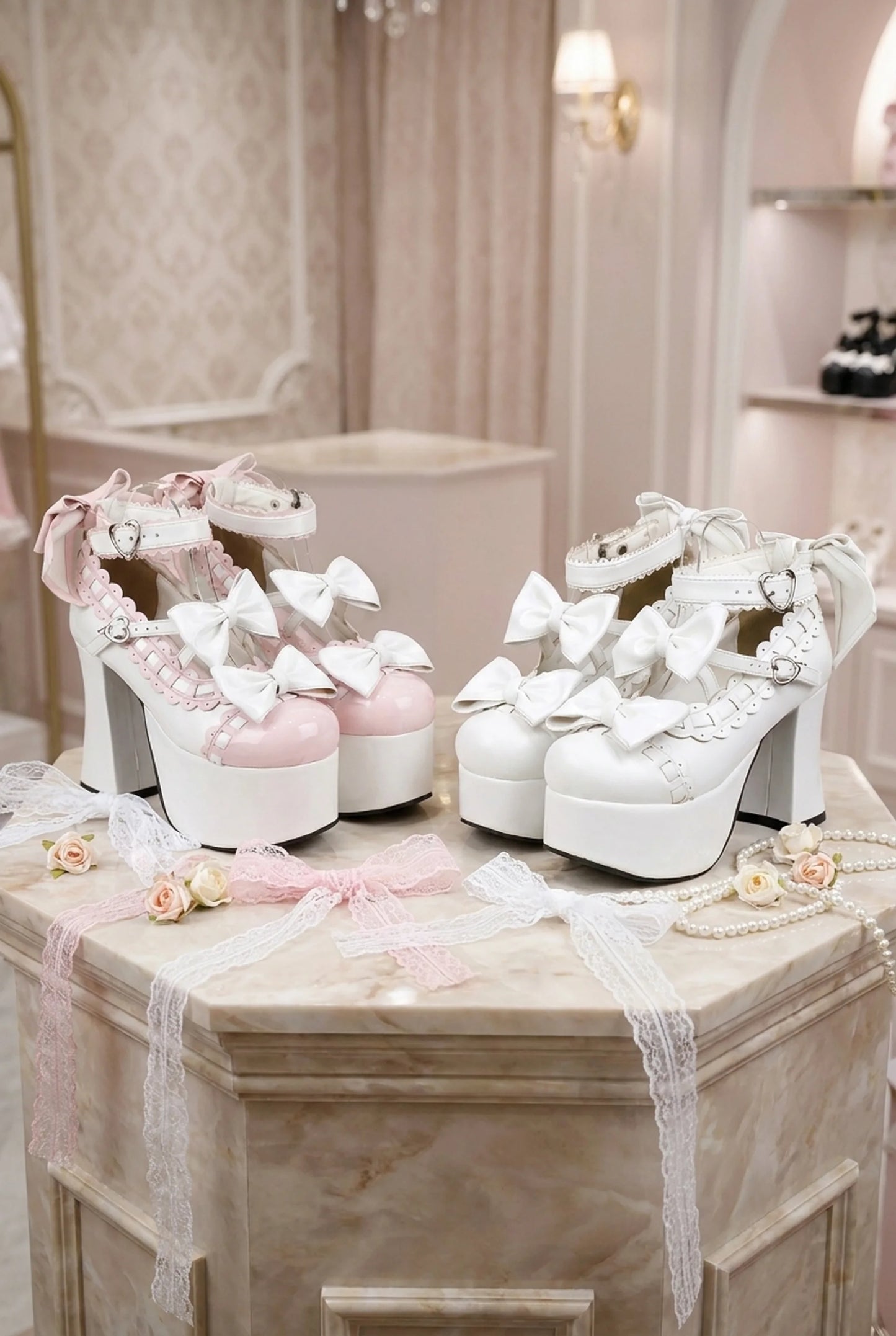 Ribbon Frill Stitching Lolita Shoes