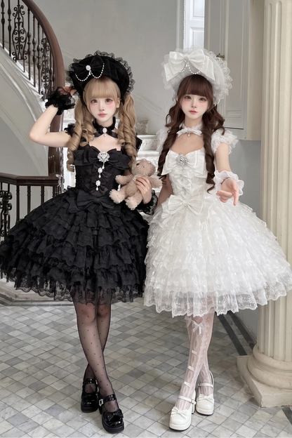 Vestido Lolita floral sugar chic + collar + lazo