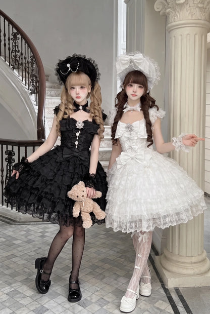Vestido Lolita floral sugar chic + collar + lazo