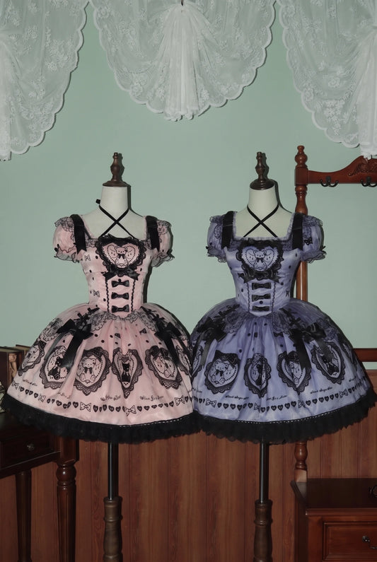 [Pre-order Deadline: June 28] Pink Purple Teddy Bear Series Sweet Princess Dress