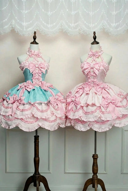 [Précommande jusqu'au 3 mars] Robe à rubans de princesse Lolita à volants doux