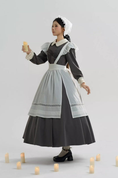 【12月21日予約締切】クラシックロリータ修道女ロングドレス＋クロスフリルエプロン＋ボンネット