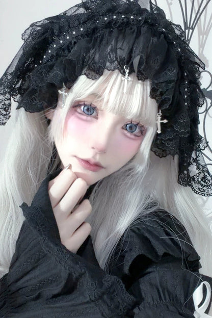 Gothic Lolita Lace Cross Pendant Headband