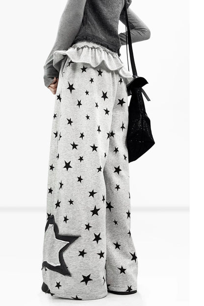 Star Print Wide Leg Pants