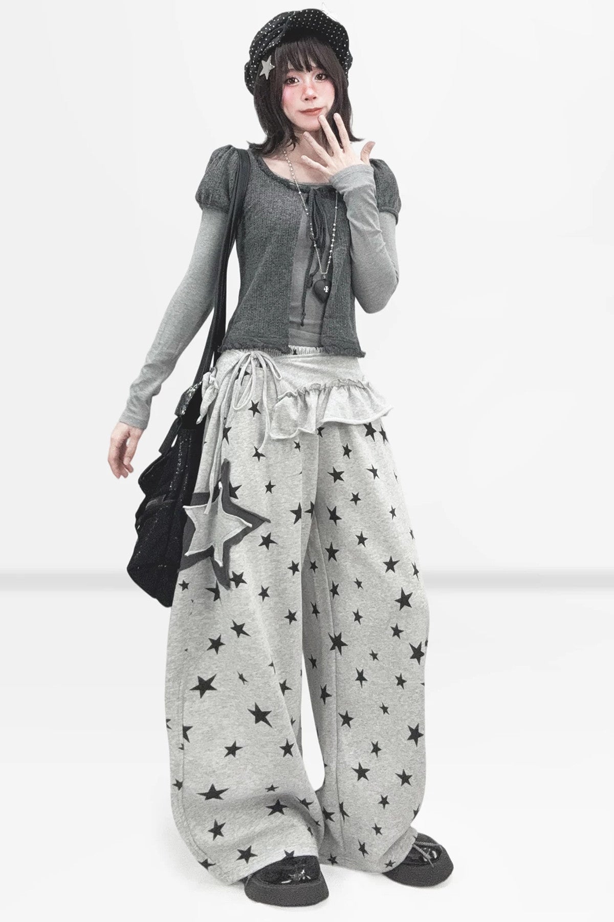 Star Print Wide Leg Pants