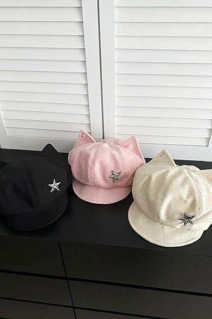 Cartoon Cat Ear Star Beret