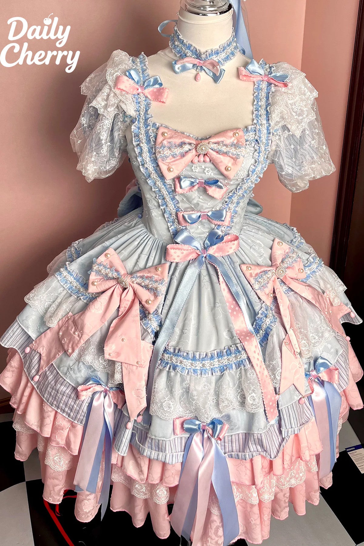 Ensemble robe Lolita en dentelle glaçage sel marin