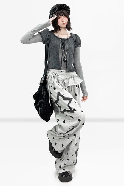 Star Print Wide Leg Pants