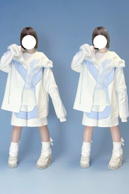 Set aus Kapuzen-Sweatshirt-Jacke und Shorts