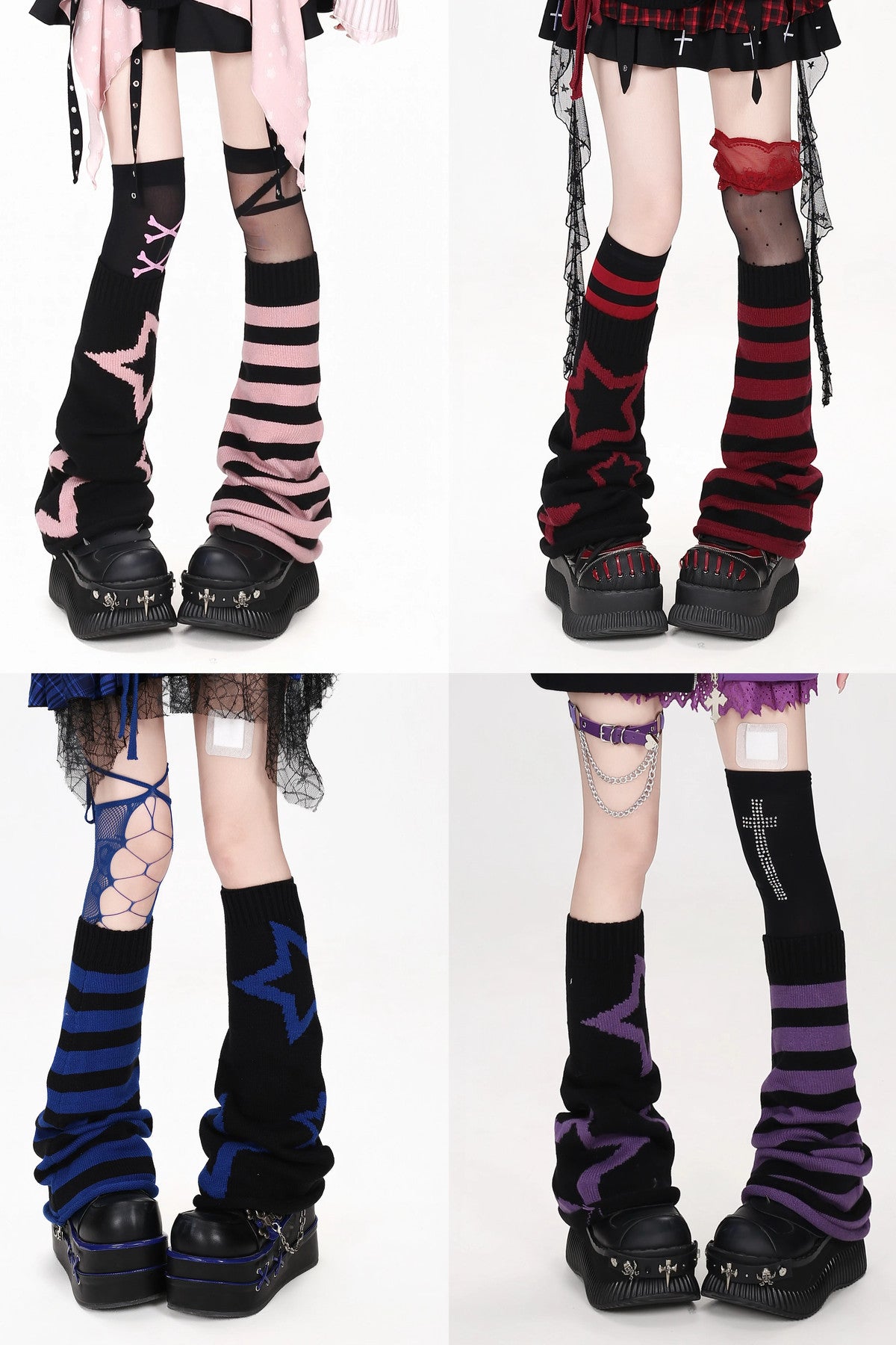 Y2K Star Striped Leg Warmers