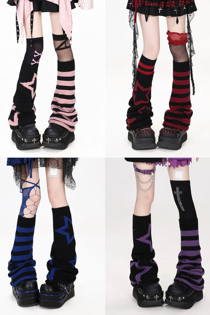 Y2K Star Striped Leg Warmers