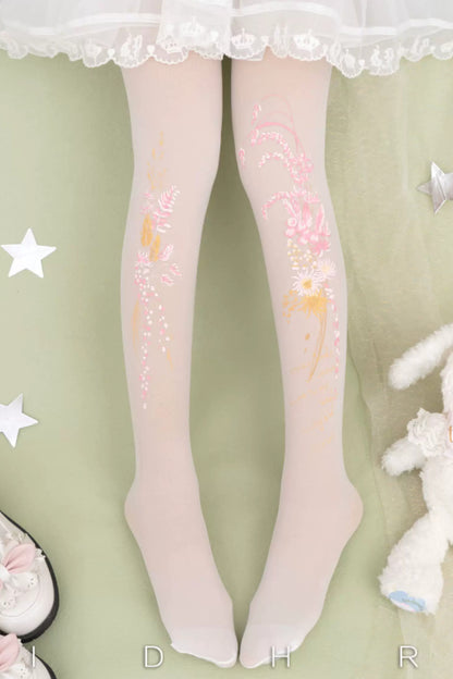 Floral Print Tights