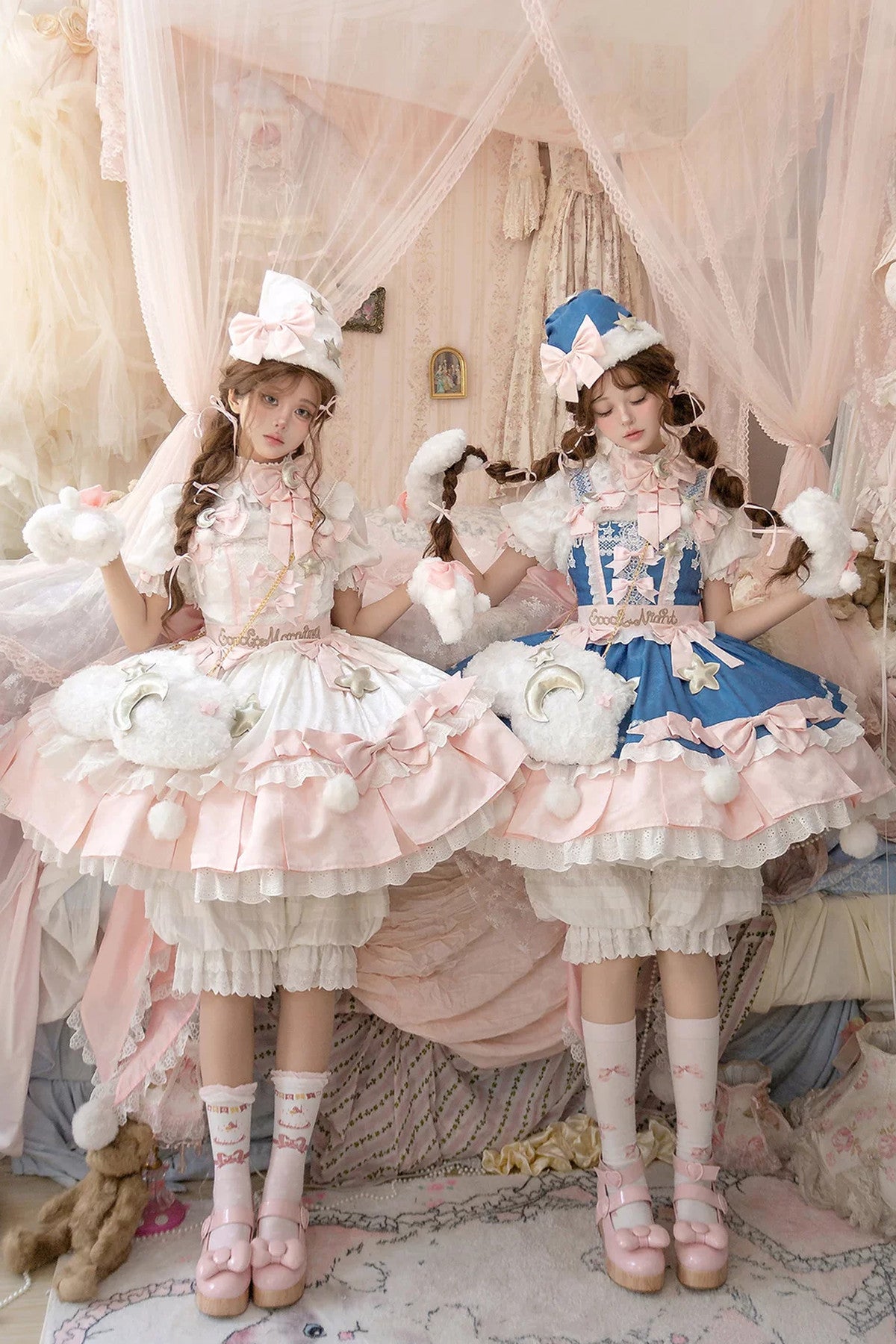 Completo da abito Lolita rosa «Good Morning»