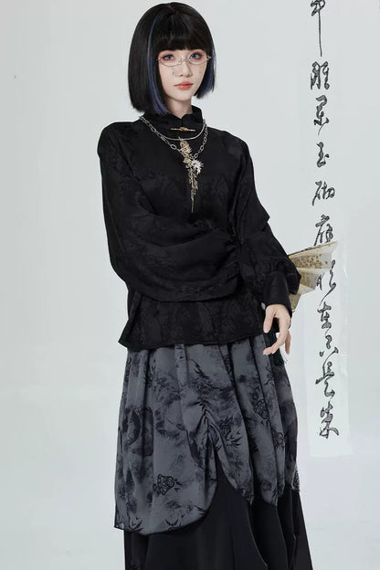 Black White Embroidered Shirt Pants Set-Up