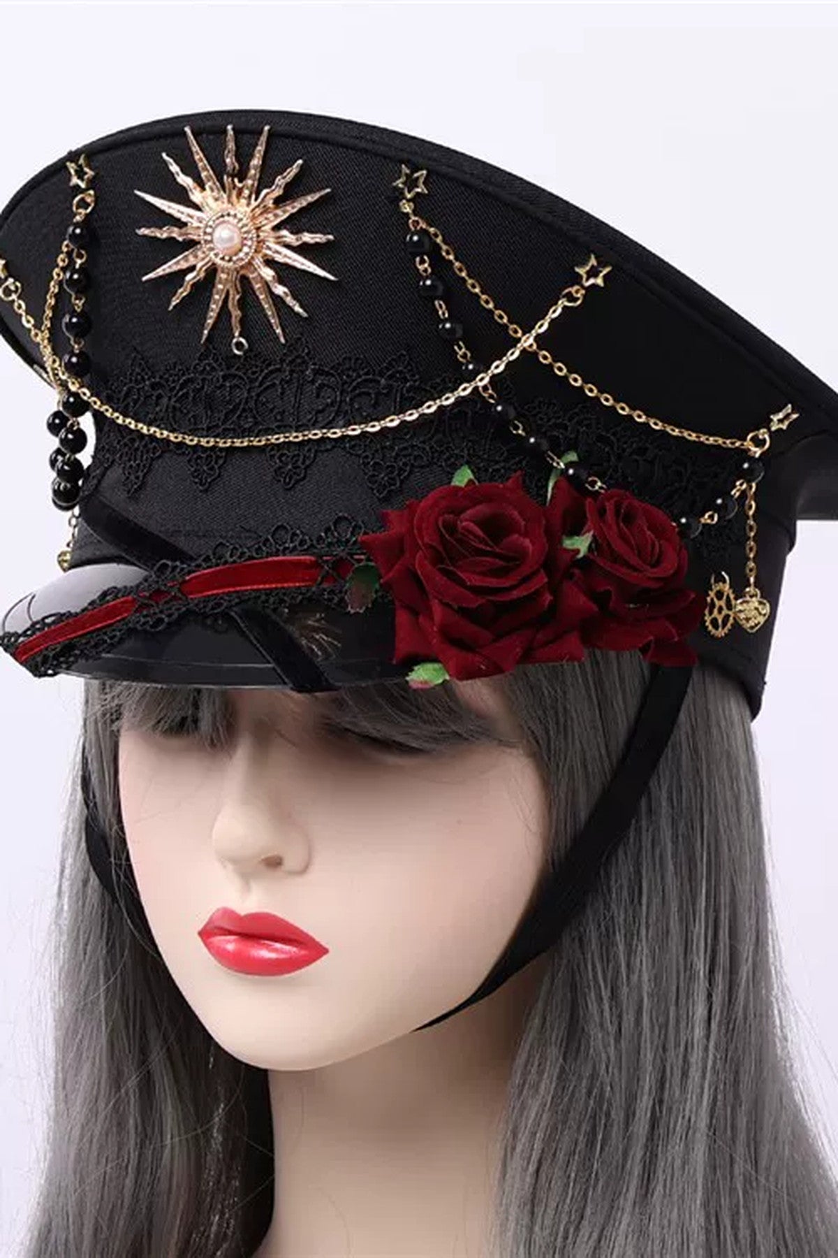 Steampunk Lolita Rose Chain Sun Hat