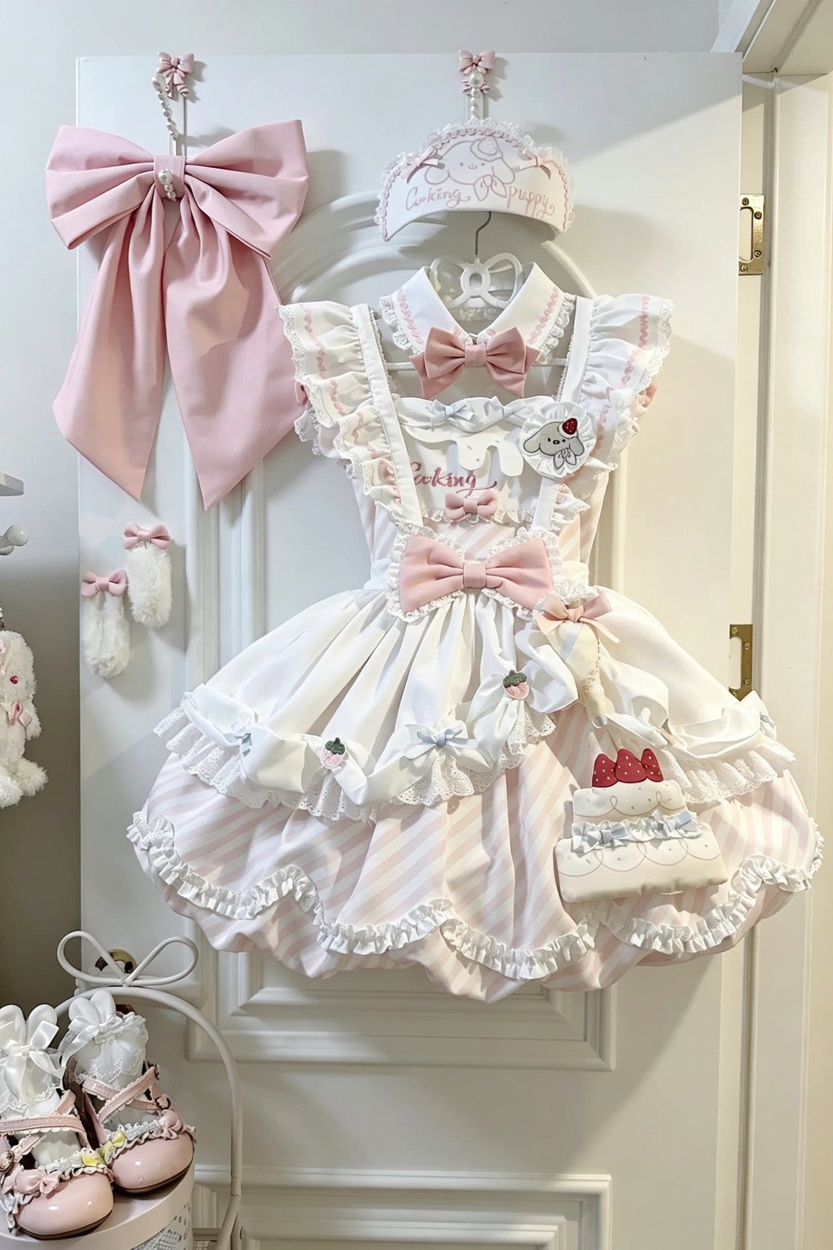 Ensemble robe Lolita à fleurs et chien