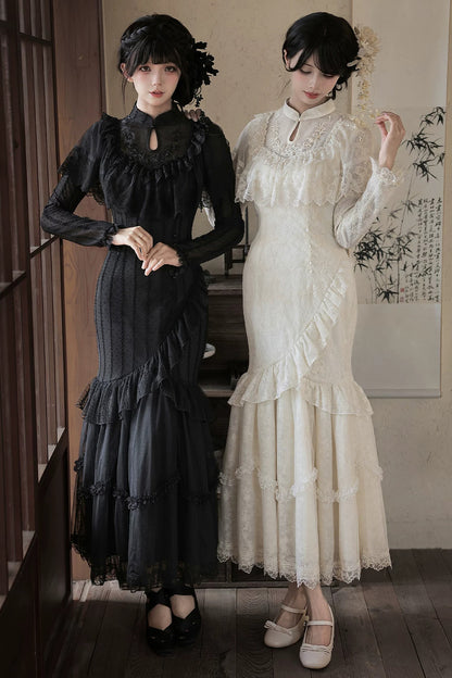 Embroidered Fishtail Qipao Dress