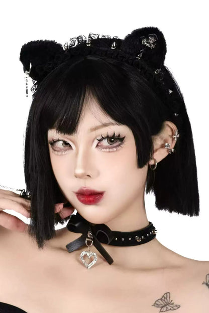 Gothic Cross Cat Ears Lace Headband