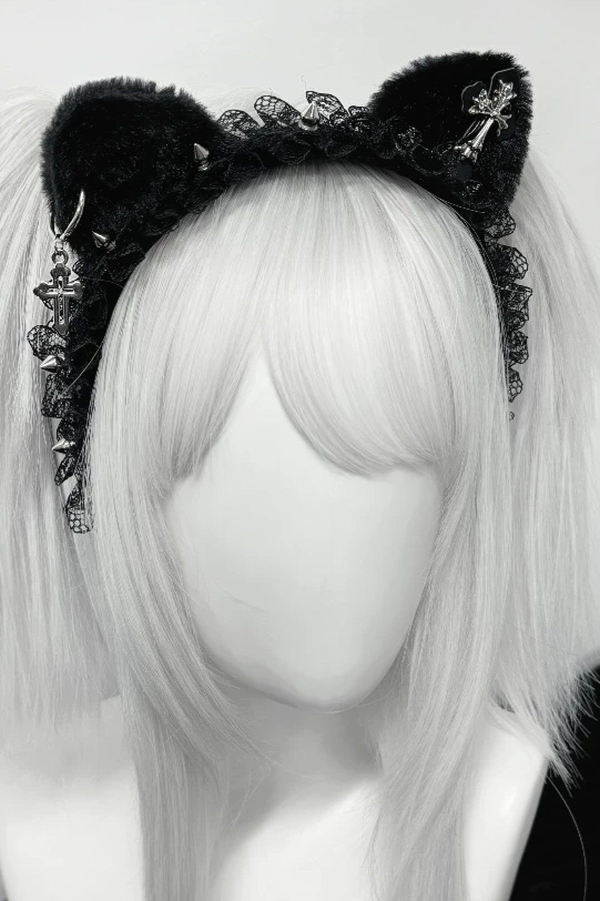 Gothic Cross Cat Ears Lace Headband