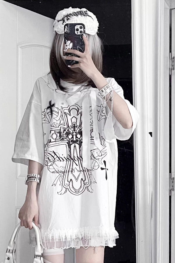 Camiseta holgada de manga corta Night Blood carta de amor