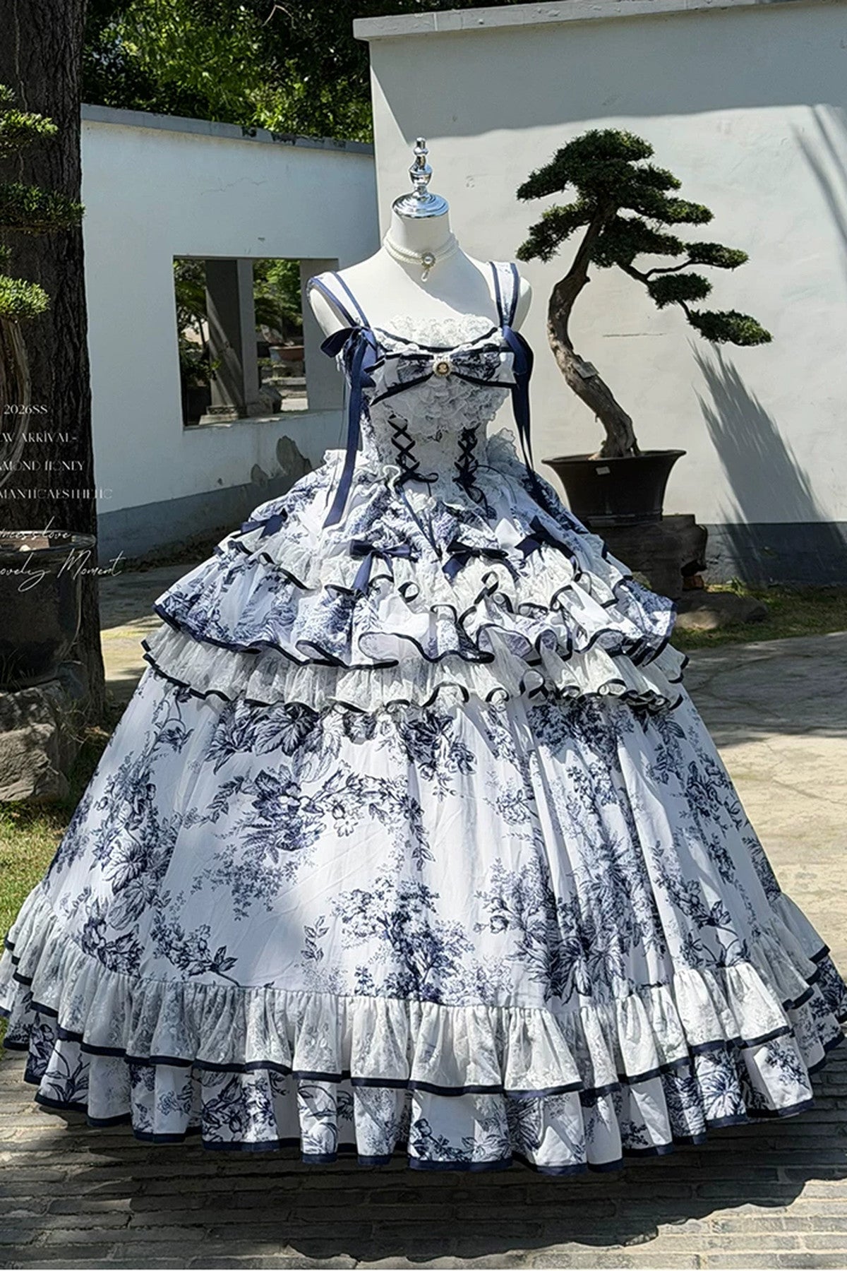 Blue Porcelain Floral Dress Set