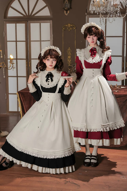 Robe tablier de soubrette à col montant
