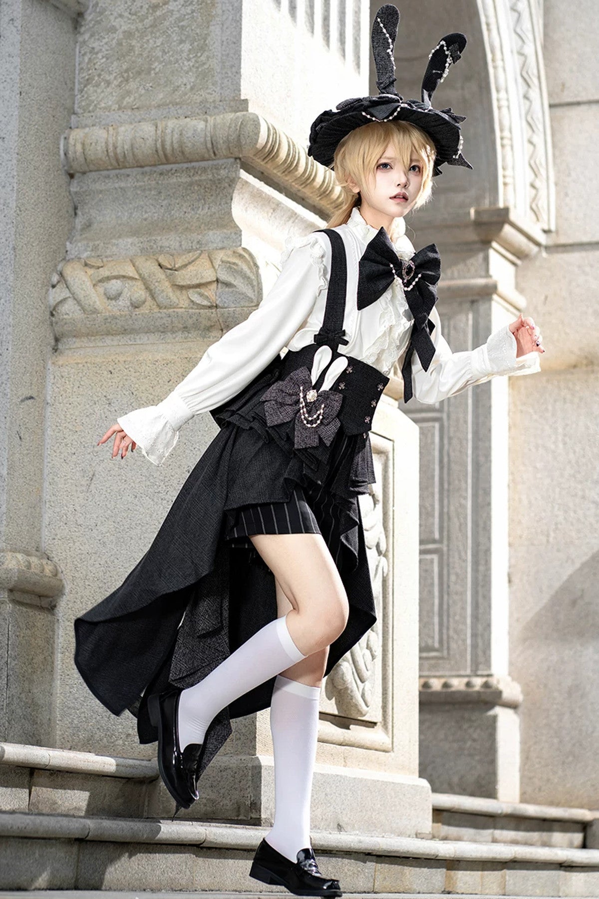 Lolita Prince Rabbit Waist Belt Shirt and Pants Set-Up