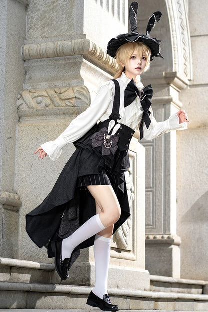 Lolita Prince Rabbit Waist Belt Shirt and Pants Set-Up