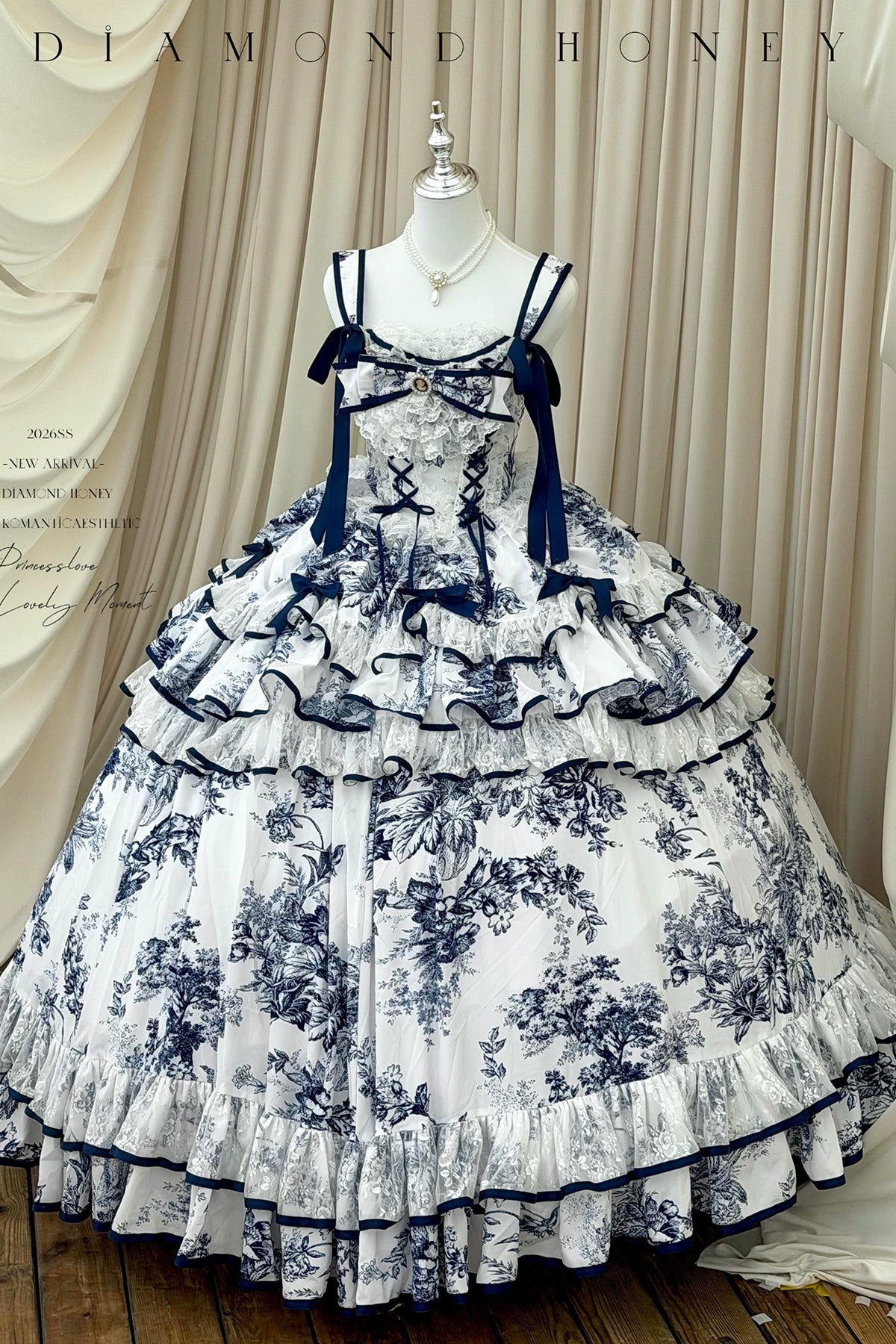 Blue Porcelain Floral Dress Set
