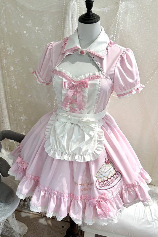 Bunny Ears Polka Dot Ribbon Maid Dress