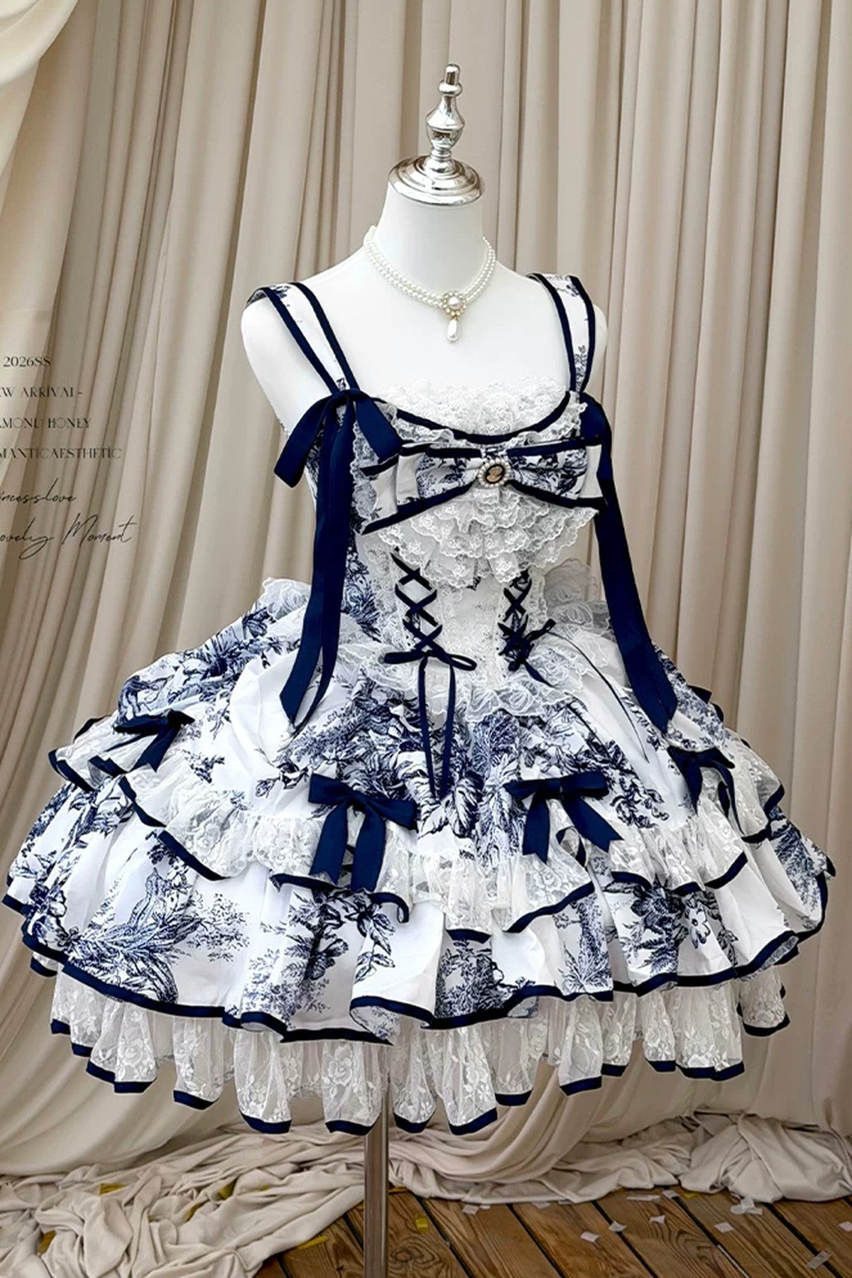 Blue Porcelain Floral Dress Set