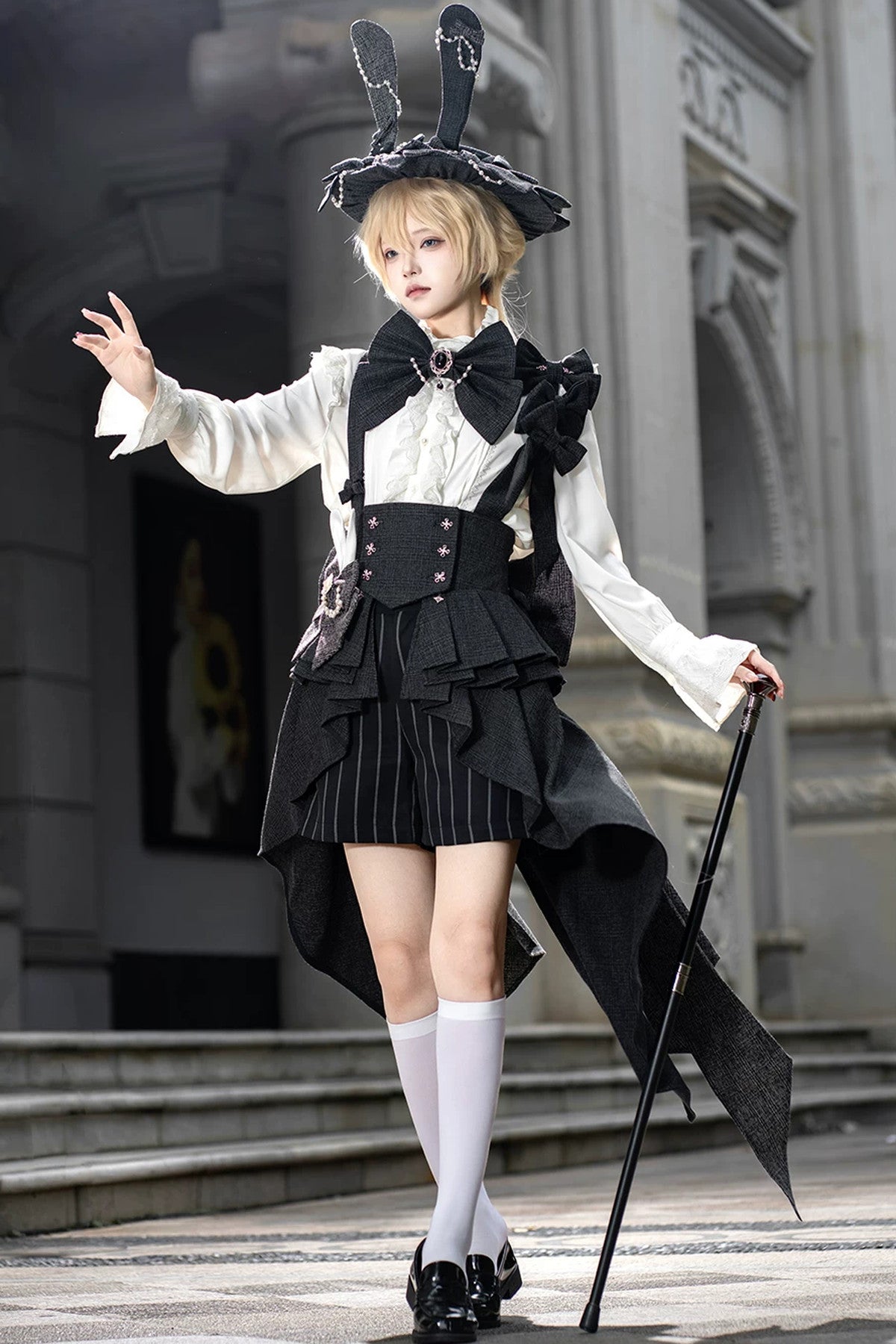 Lolita Prince Rabbit Waist Belt Shirt and Pants Set-Up