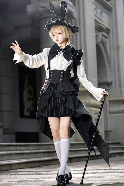 Lolita Prince Rabbit Waist Belt Shirt and Pants Set-Up