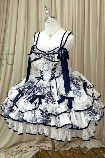 Blue Porcelain Floral Dress Set