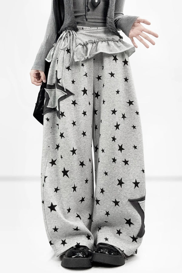 Star Print Wide Leg Pants