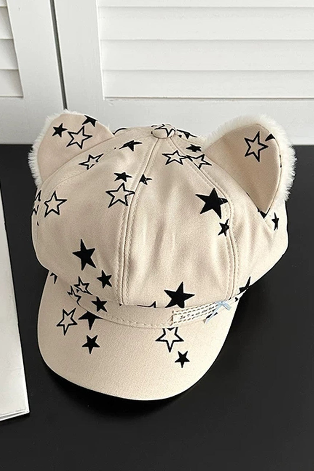 Star Bow Plush Ear Octagonal Newsboy Cap