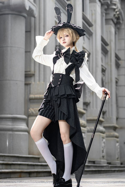 Lolita Prince Rabbit Waist Belt Shirt and Pants Set-Up