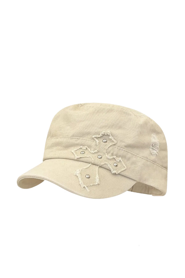 American Retro Distressed Cross-Studded Baseball Cap