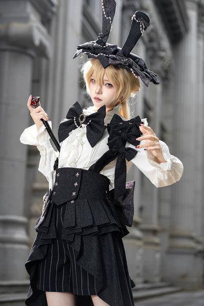 Lolita Prince Rabbit Waist Belt Shirt and Pants Set-Up
