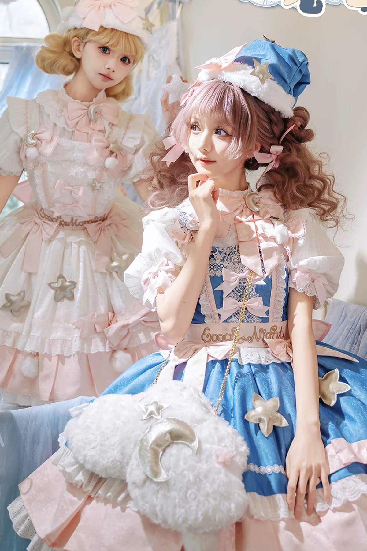 Completo da abito Lolita rosa «Good Morning»