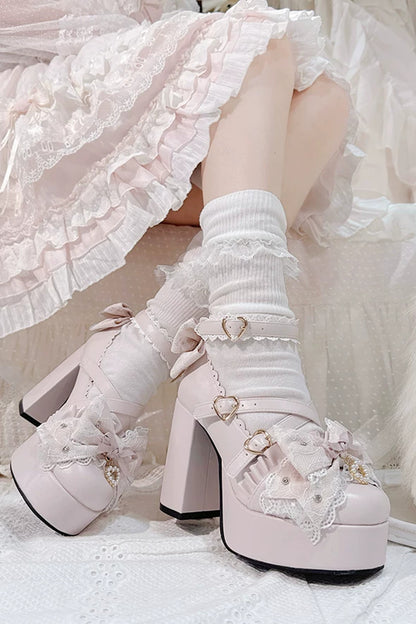 Lace-Up Bow-Knot High Heels